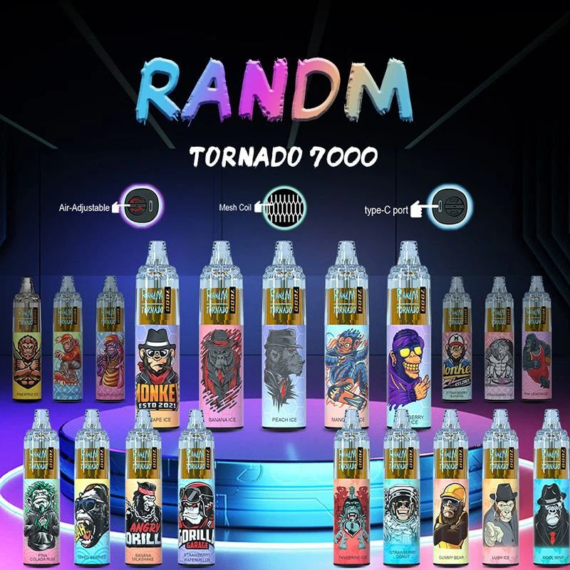 Randm Tornado 7000  Airflow Control Vape Device 2PC (21/50 Strewberry Kiwi ）