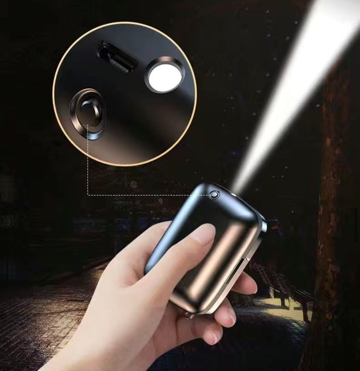 In-ear Bluetooth Headphone and Charging Case with mirror and flashlight