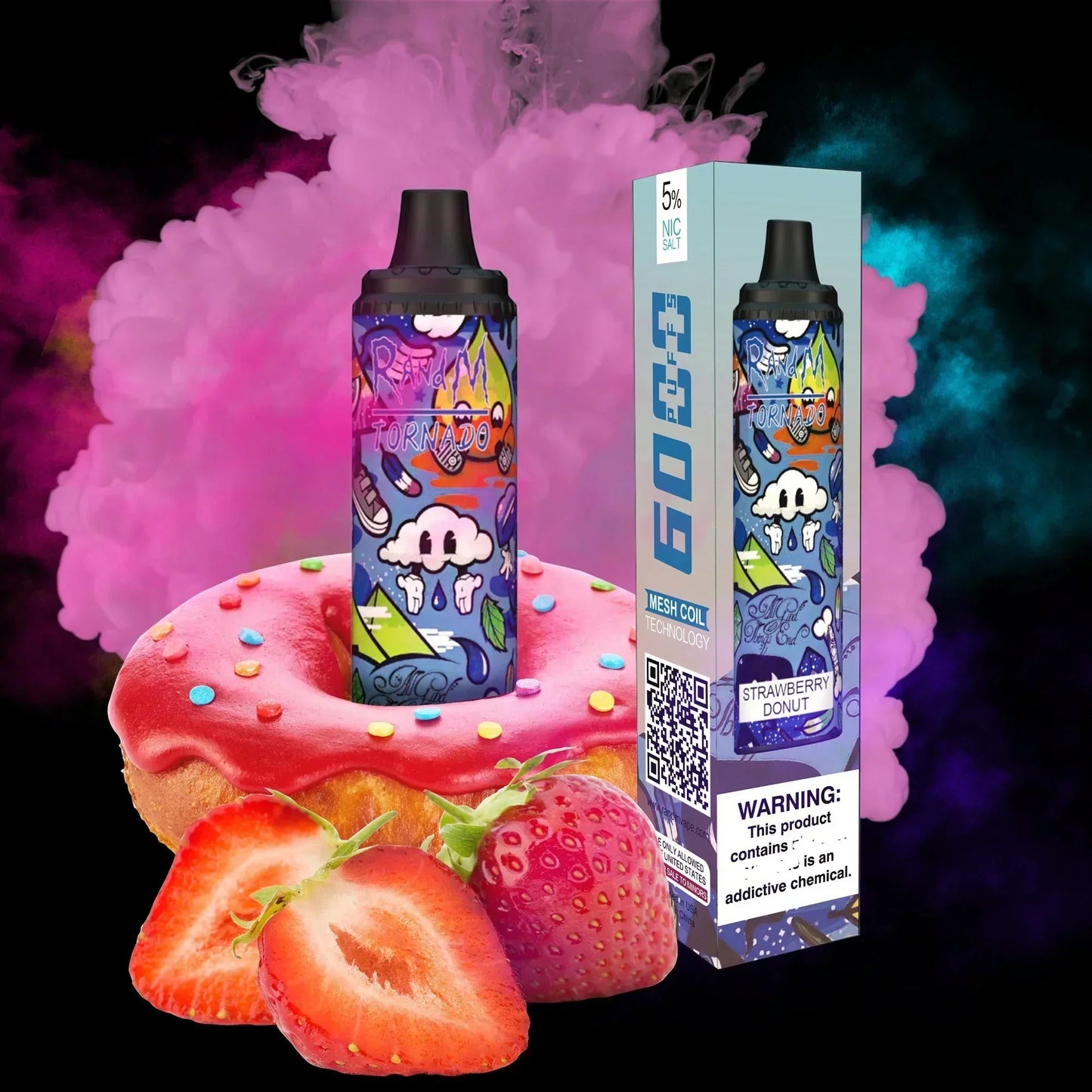 Randm Tornado 6000 Vape Pod Device 2PC (7/30 Strawberry Donut ）