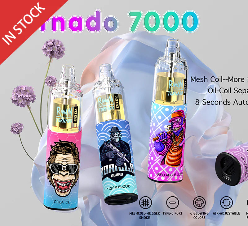 Randm Tornado 7000  Airflow Control Vape Device 2PC (23/50 Blue Razz Lemonade ）