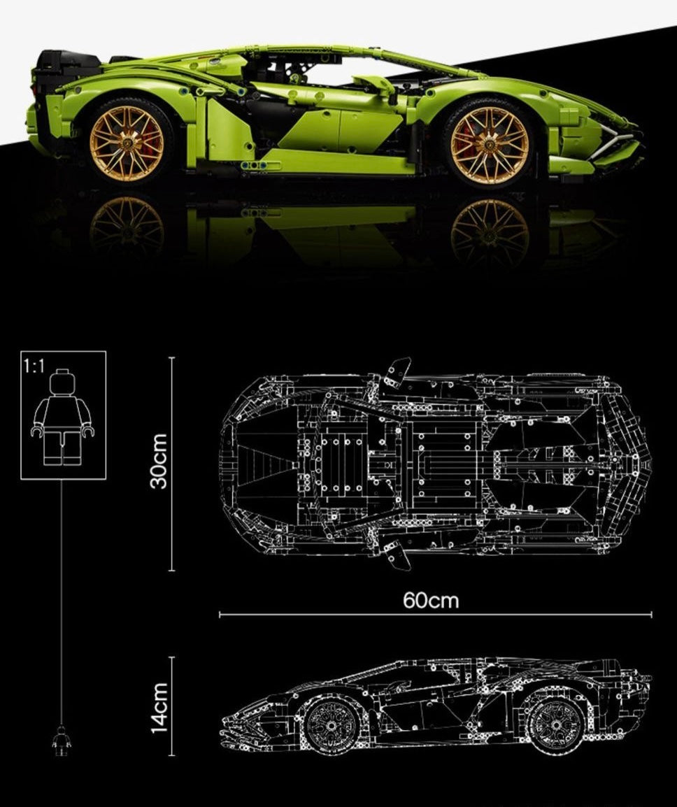 Lego Technic Lamborghini Sian FKP 37 for 18+ Years Old 3696pcs with light and remote